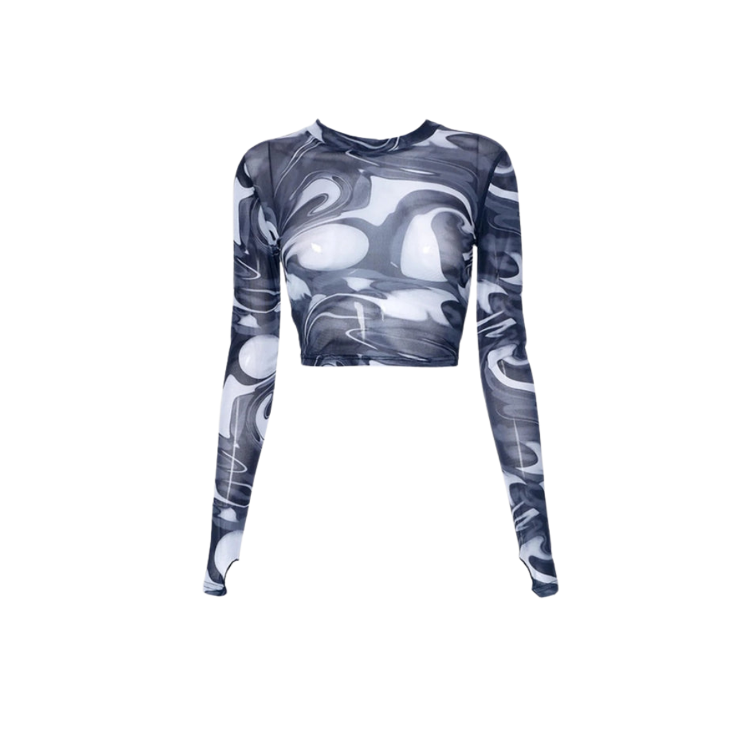 W&W Mode Top - Jahrgang - Transparentes Netzshirt