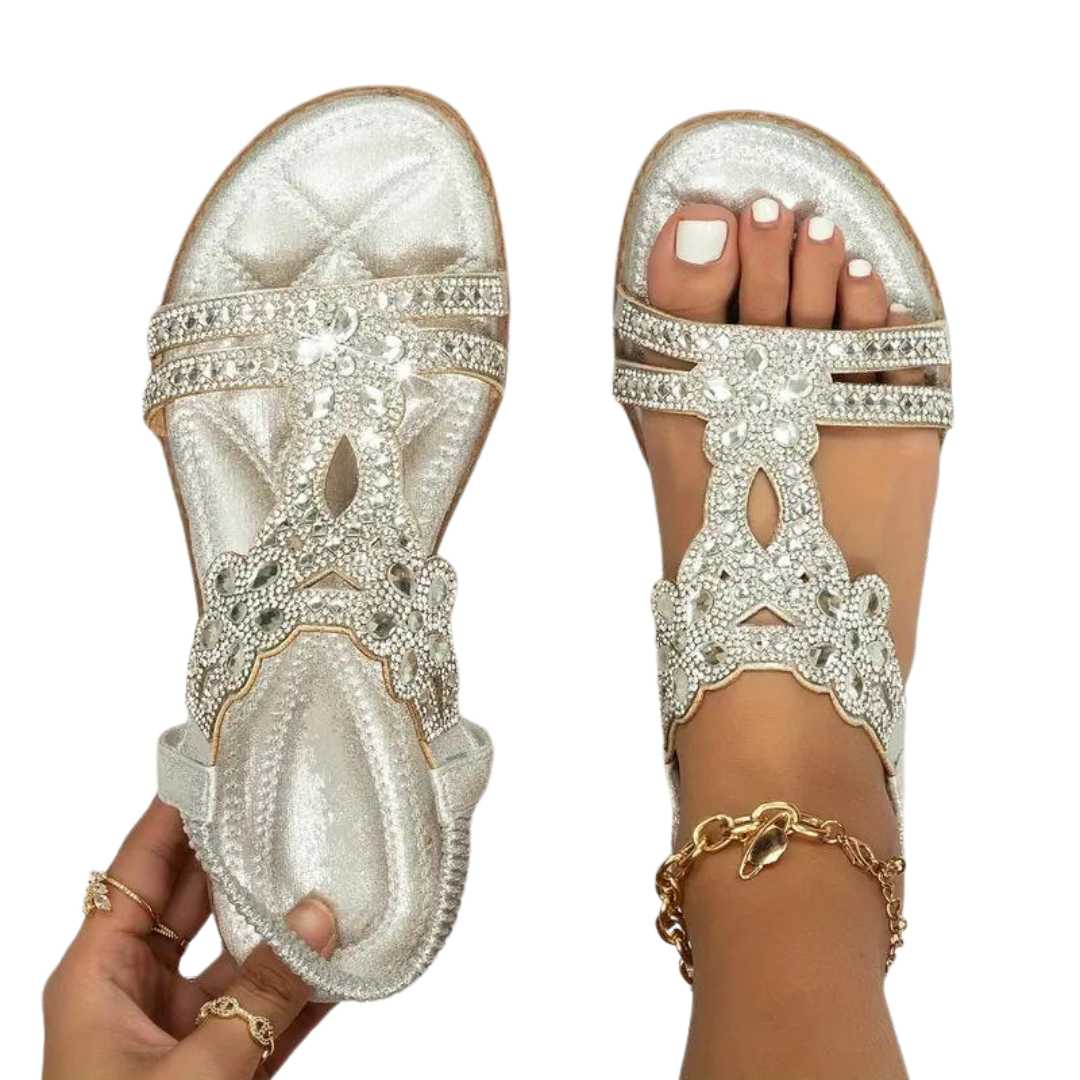 W&W Mode Flache Sandalen - Schick - Elastischer Knöchelriemen