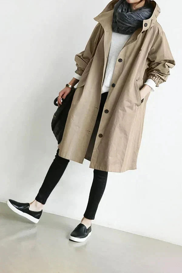 W&W Mode | Damen-Trenchcoat mit Kapuze im lässigen Stil