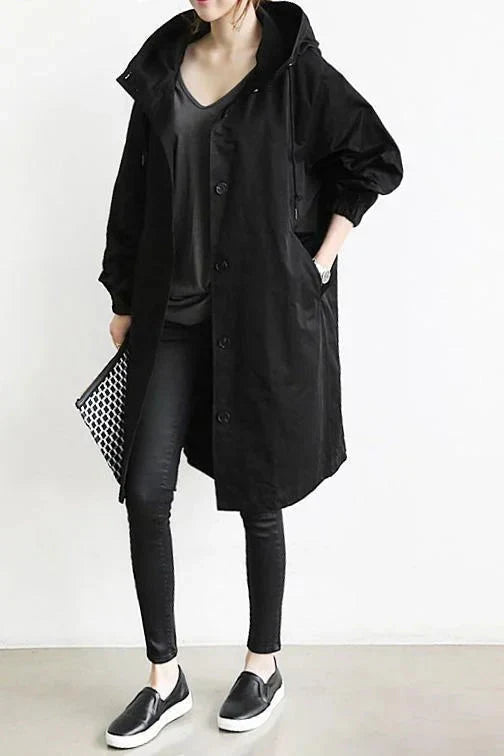 W&W Mode | Damen-Trenchcoat mit Kapuze im lässigen Stil