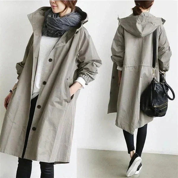 W&W Mode | Damen-Trenchcoat mit Kapuze im lässigen Stil