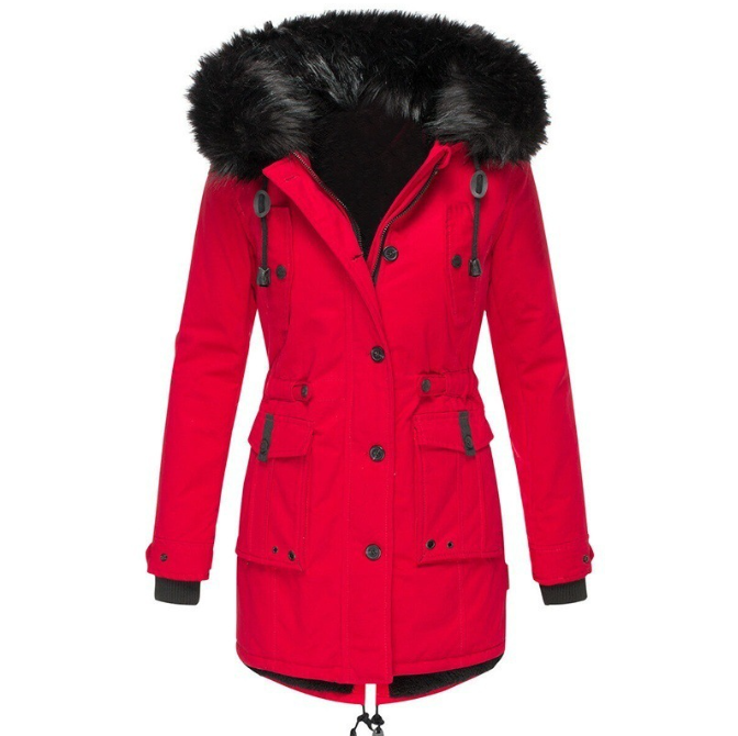Rot warmer wintermantel