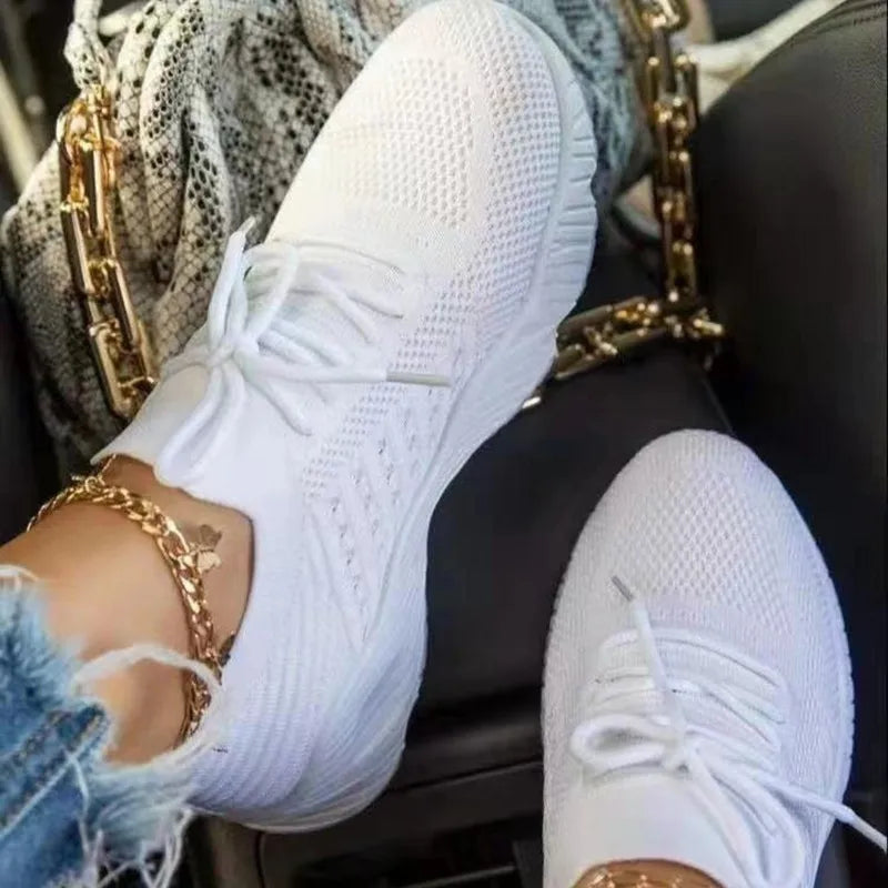 Damen Mesh Atmungsaktive Schnürsneaker
