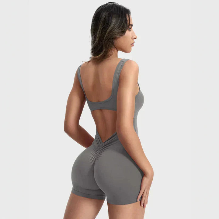W&W Mode | Ärmellos Scrunch Bum Kurzer Jumpsuit Jumpsuit Fitnessbekleidung