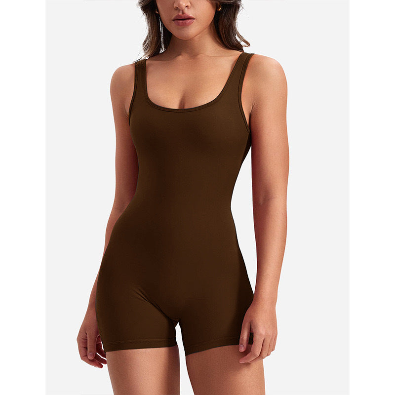 W&W Mode | Ärmellos Scrunch Bum Kurzer Jumpsuit Jumpsuit Fitnessbekleidung