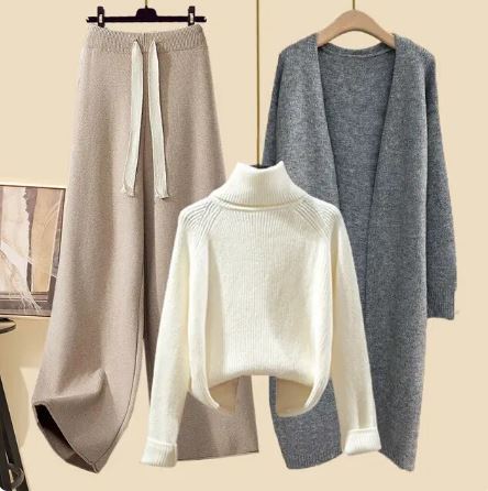 Damen-3-teiliges Set aus Oberteil, Hose und Blazer