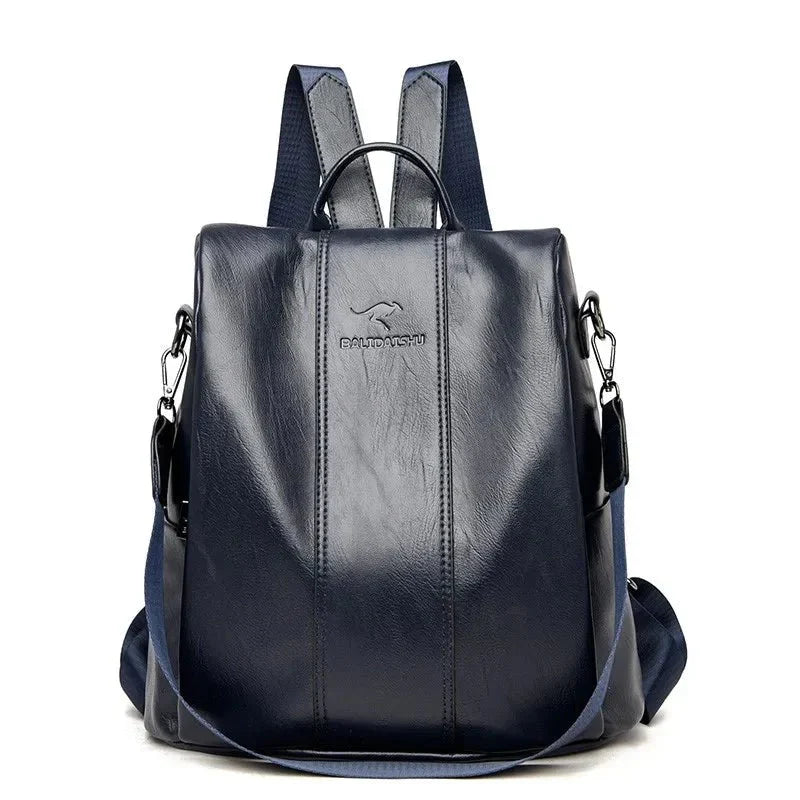 W&W Mode – Damen-Lederrucksack mit dickem und strapazierfähigem PU-Leder, weichen Tragegurten, mehreren Reißverschlussfächern