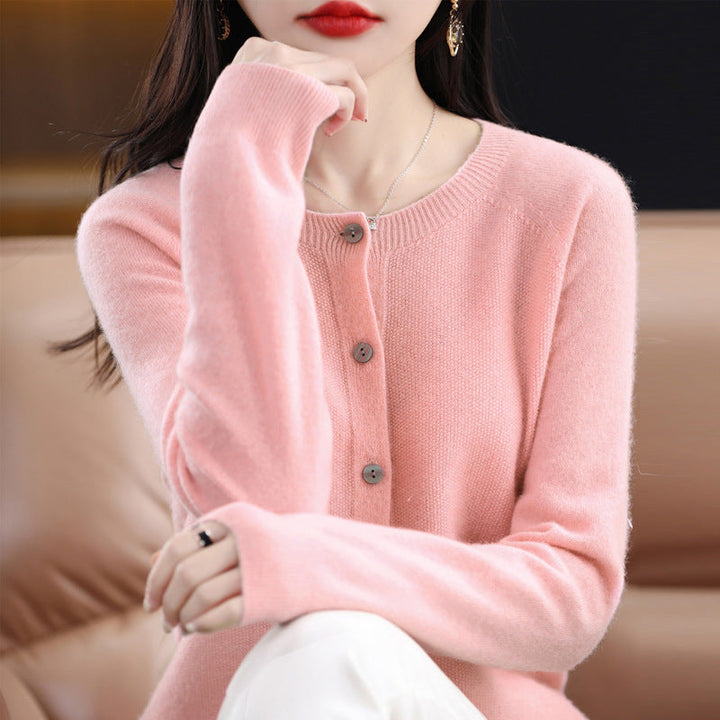 W&W Mode | Lockerer Damen Cashmere Strickjacke Mit Rundhalsausschnitt Aus Hochwertiger Veganer Wolle