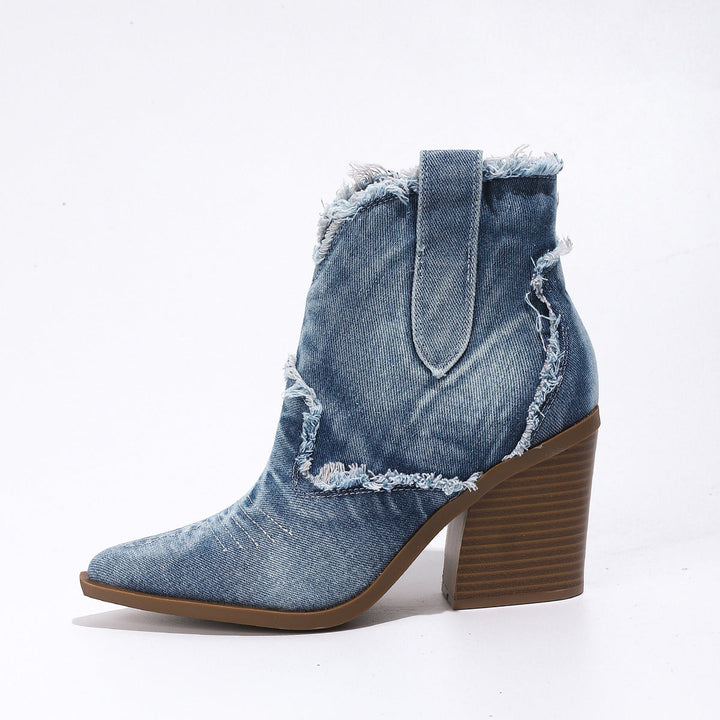 W&W Mode | Damen Trendy Spitzes-Toe Western Cowboy-Stiefel Bequeme Stiefeletten