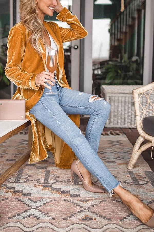 W&W Mode - Stylischer langer Mantel mit Reverskragen und langen Ärmeln für Damen