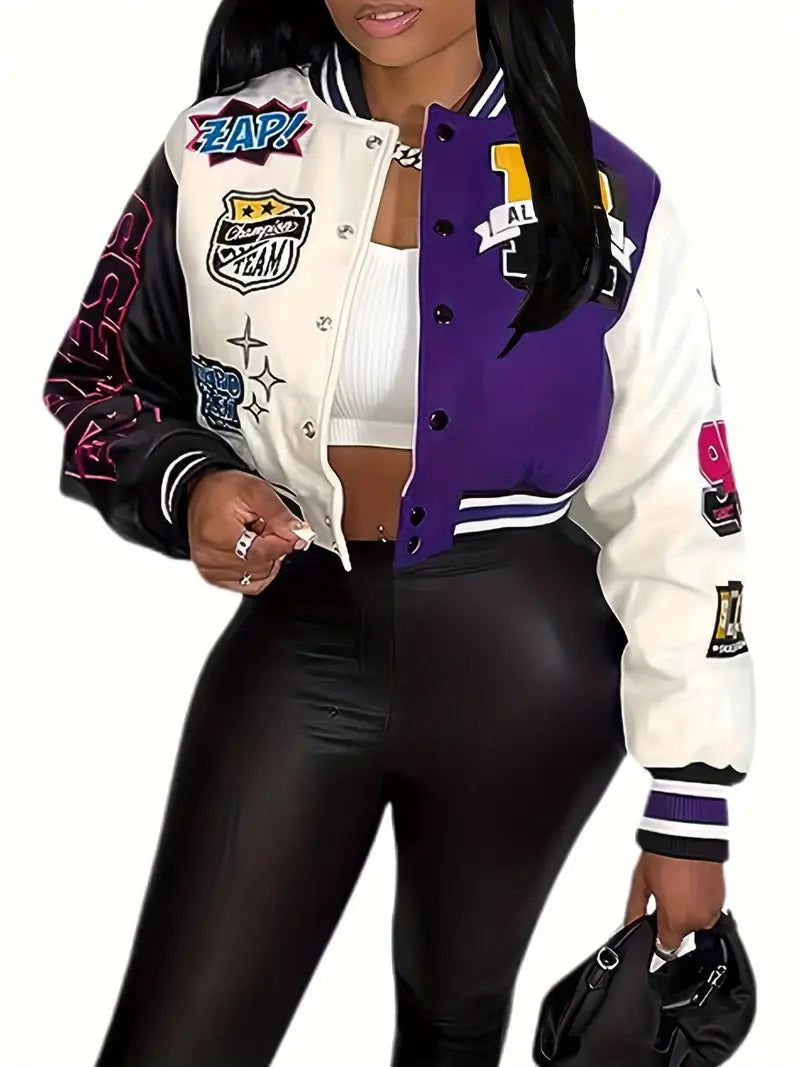 W&W Mode | Damen Varsity-Jacke mit Briefdruck