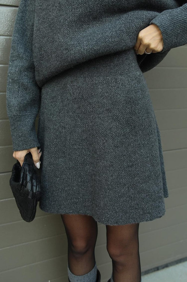 W&W Mode | teilige Strickset - Damenpullover und Rock mit lässiger Passform