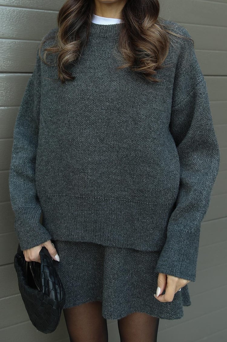 W&W Mode | teilige Strickset - Damenpullover und Rock mit lässiger Passform