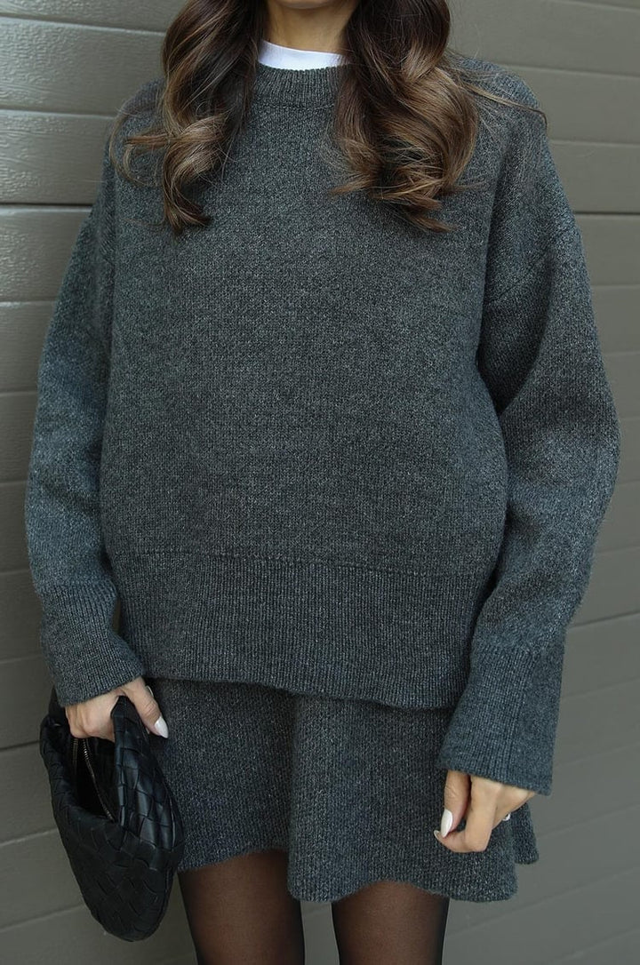 W&W Mode | teilige Strickset - Damenpullover und Rock mit lässiger Passform