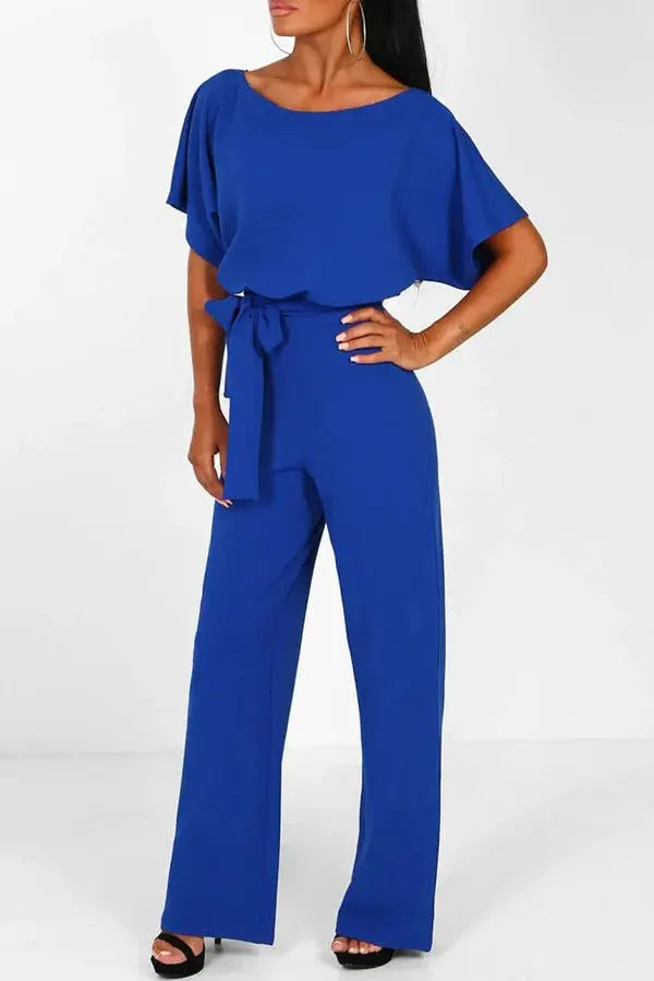 W&W Mode | Eleganter Jumpsuit mit weitem Bein und Taillengürtel