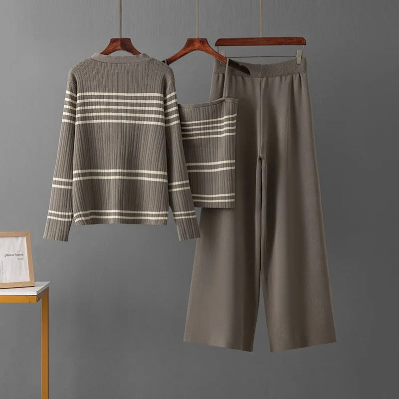 W&W Mode | Bequemes Strickset Mit Streifen