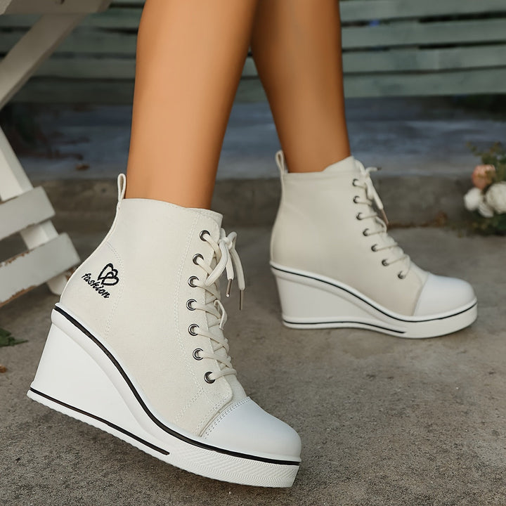 W&W Mode | Einfache Canvas Stiefeletten Mit Liebesmotiv