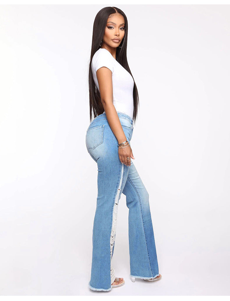 W&W Mode Stretch Ripped Flare Jeans