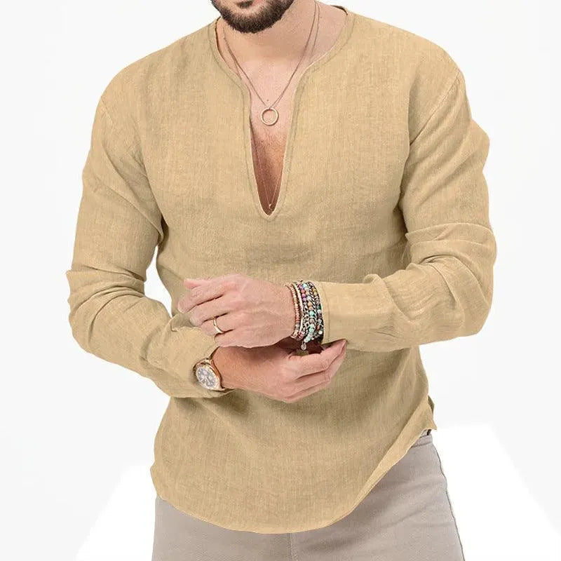 W&W Mode | Herren Leinen Langarmhemd