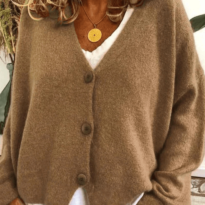 W&W Mode | Bequemer V-Ausschnitt Strickjacke Damen Pullover Strickweste Weicher Stoff