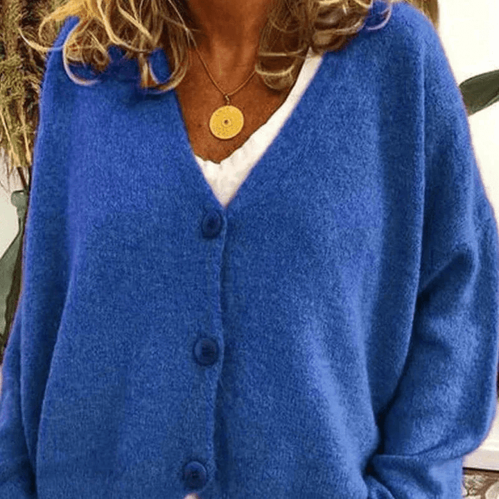 W&W Mode | Bequemer V-Ausschnitt Strickjacke Damen Pullover Strickweste Weicher Stoff