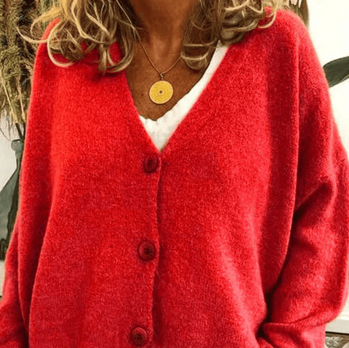 W&W Mode | Bequemer V-Ausschnitt Strickjacke Damen Pullover Strickweste Weicher Stoff