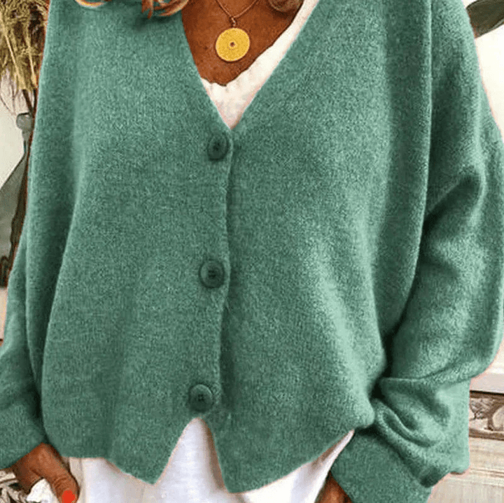 W&W Mode | Bequemer V-Ausschnitt Strickjacke Damen Pullover Strickweste Weicher Stoff