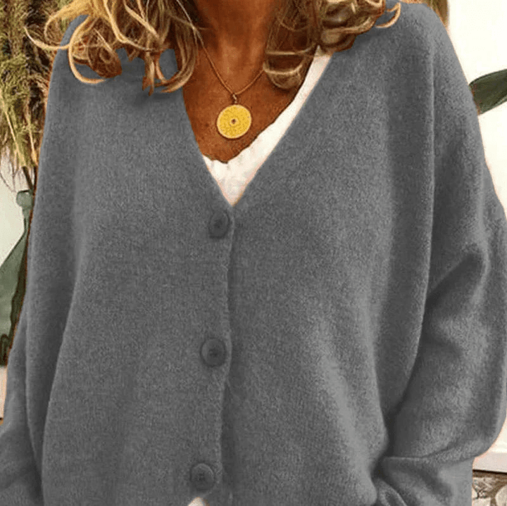 W&W Mode | Bequemer V-Ausschnitt Strickjacke Damen Pullover Strickweste Weicher Stoff