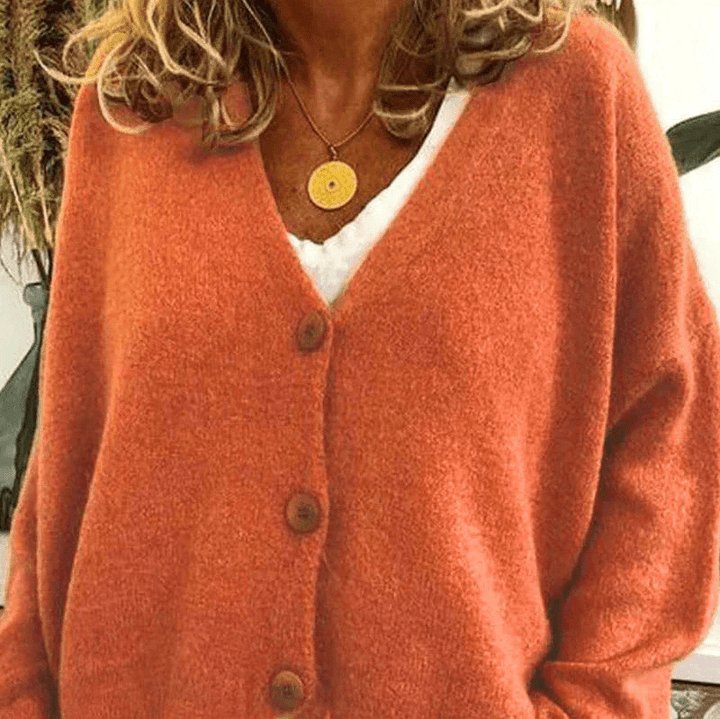 W&W Mode | Bequemer V-Ausschnitt Strickjacke Damen Pullover Strickweste Weicher Stoff
