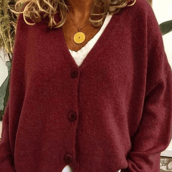 W&W Mode | Bequemer V-Ausschnitt Strickjacke Damen Pullover Strickweste Weicher Stoff