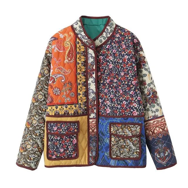 W&W Mode | Mantel mit Blumendruck und Patchwork-Taschen