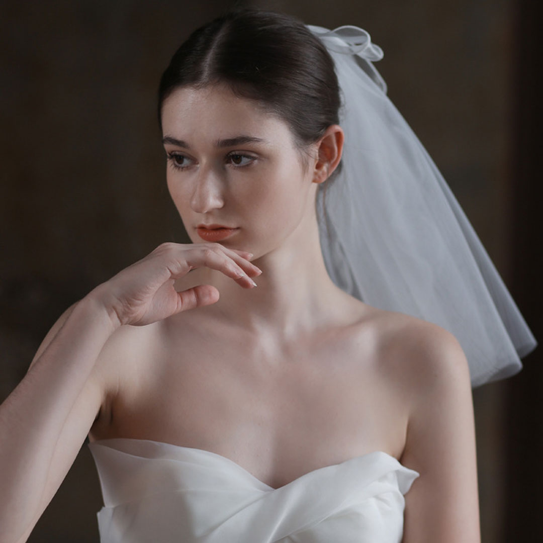 W&W Mode | Braut to Be Kurz Ethereal Weiches Tüll Poliert Welliges Mesh Schleier