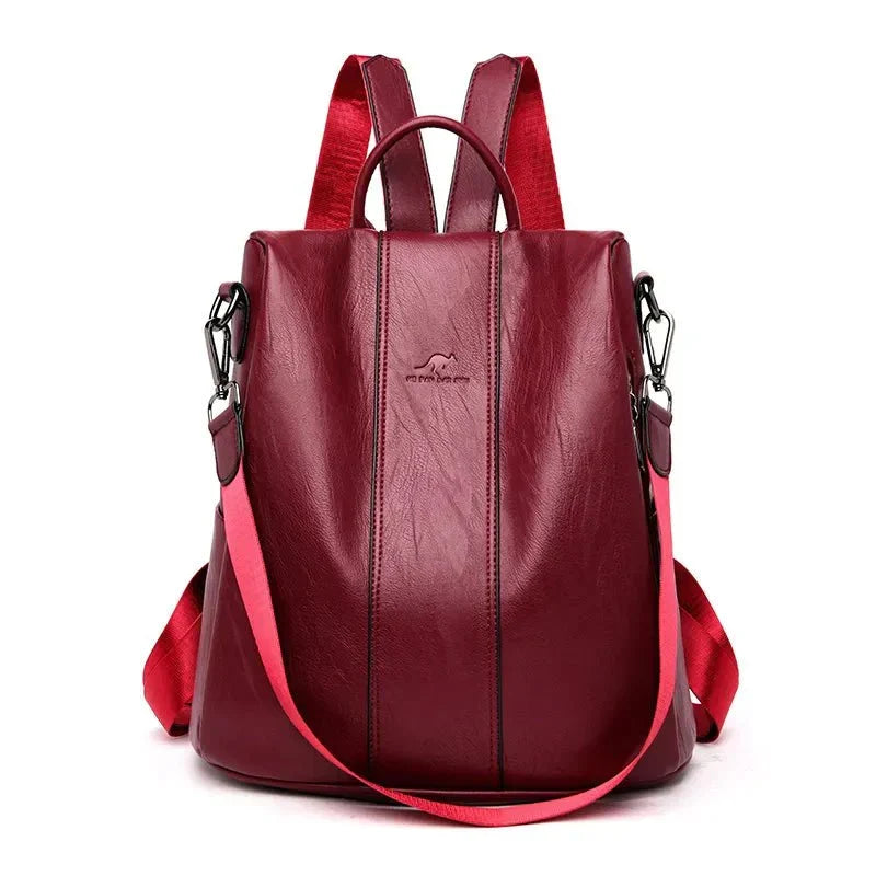W&W Mode – Damen-Lederrucksack mit dickem und strapazierfähigem PU-Leder, weichen Tragegurten, mehreren Reißverschlussfächern