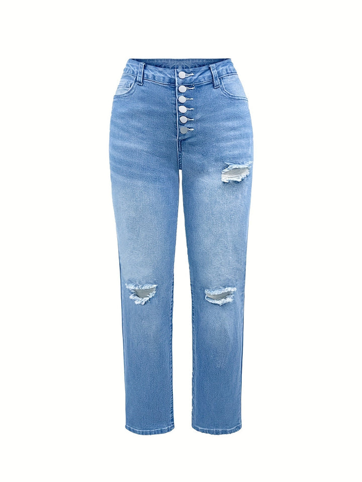 W&W Mode | Verwitterte Blaue Damen Stretchjeans