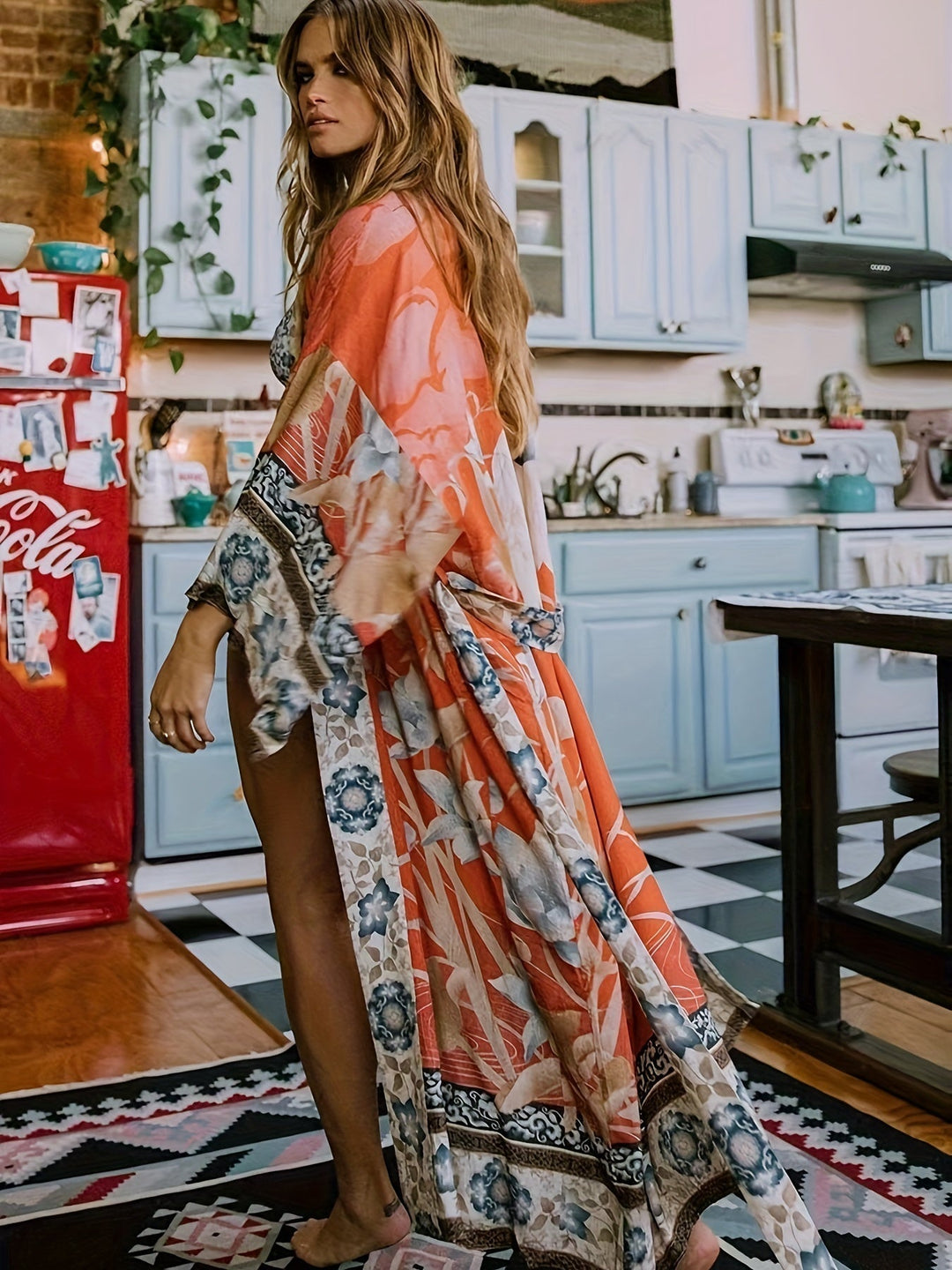 W&W Mode | Bedruckter, Vom Kimono Inspirierter, Stylischer Strandüberwurf
