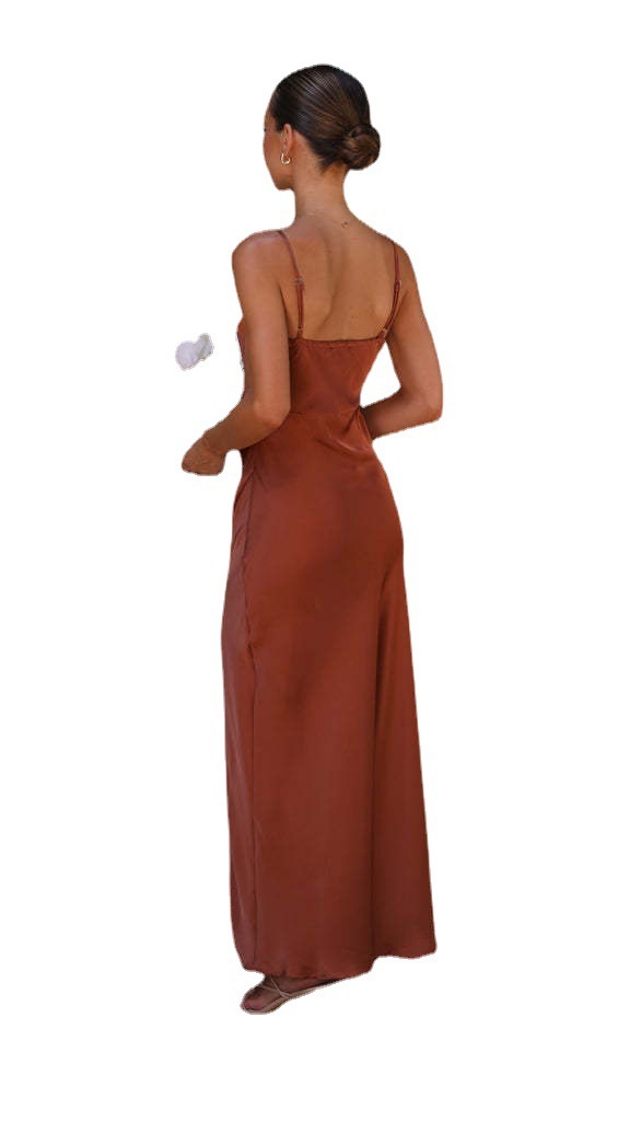 W&W Mode | Sommerliches Einfarbiges Split Kleid Für Damen