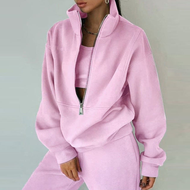 W&W Mode | teiliges sportliches Set - trendige Damen Sweatjacke mit Jogginghose