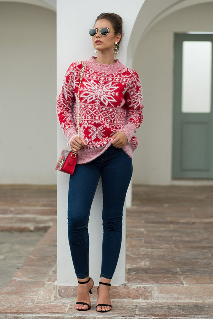 W&W Mode Weihnachts-Schneeflocken-Plüsch-Pullover