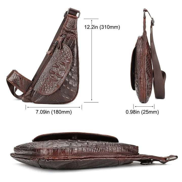 Leder-Umhängetasche mit Innentaschen und Handytasche