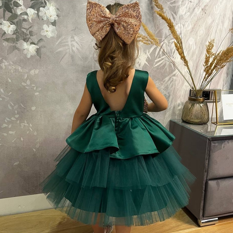 W&W Mode | Mädchenkleid für Babys Große Schleife Taufkleid Festkleider