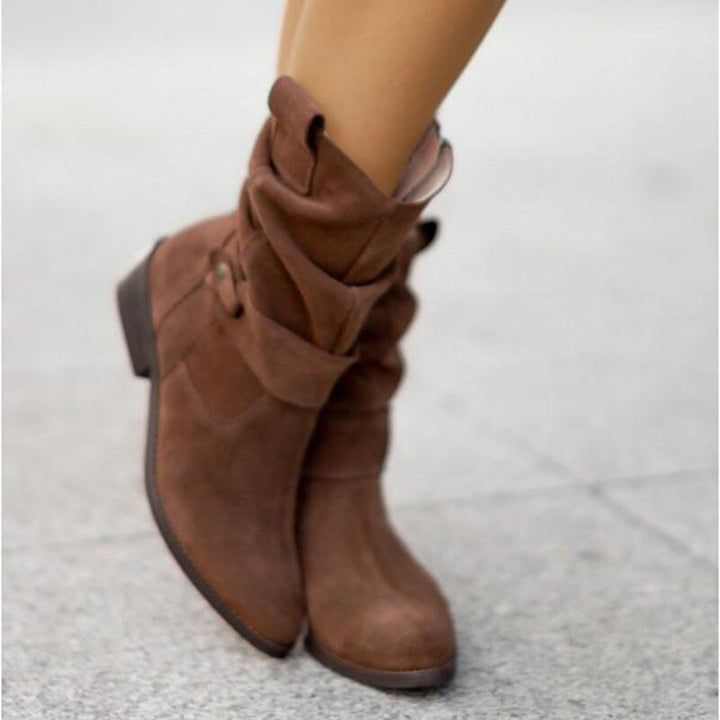 W&W Mode | Komfort - Bequeme Wildleder-Stiefeletten mit niedrigem Absatz