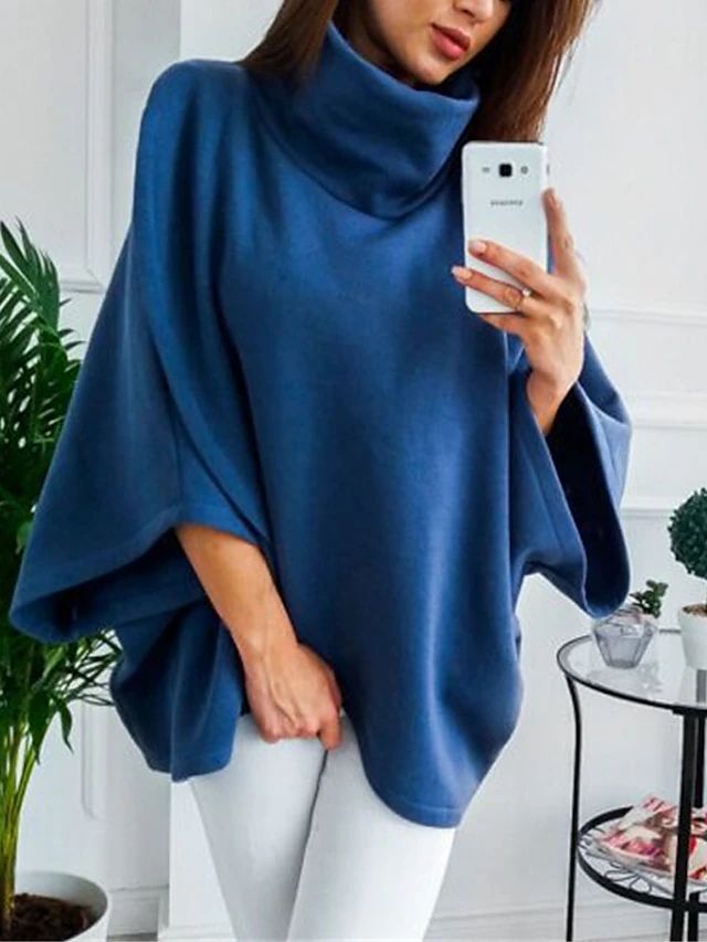 W&W Mode - Lässiger Kapuzenpullover mit Fledermausärmeln