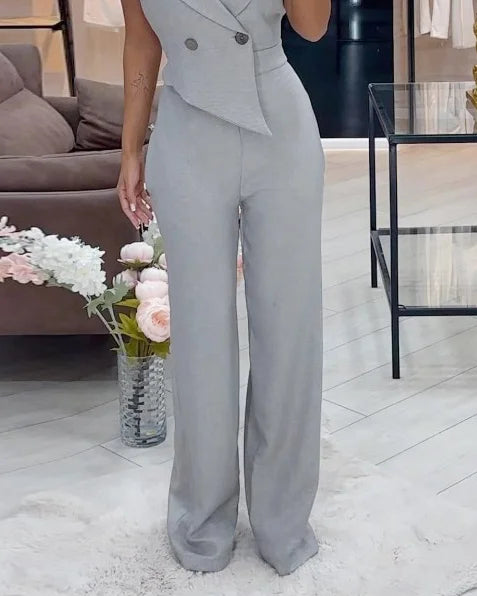 W&W Mode | Jumpsuit Mit Reverskragen in Einfarbiger Farbe