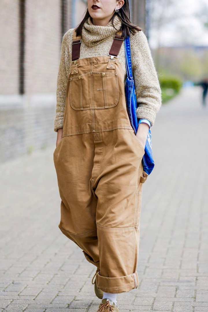 W&W Mode | Locker Geschnittener Overall mit Hoher Taille und Geraden Hosenbeinen
