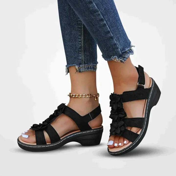 W&W Mode | Blumen Plattform Sandalen