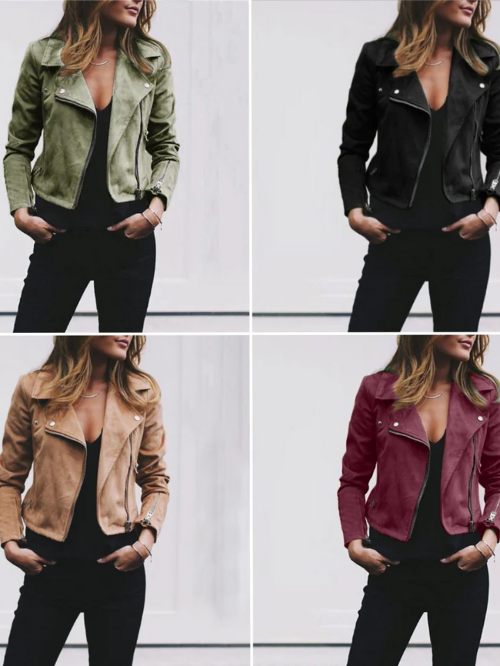 W&W Mode | Damen Schwarz Bikerjacke Ubergangs