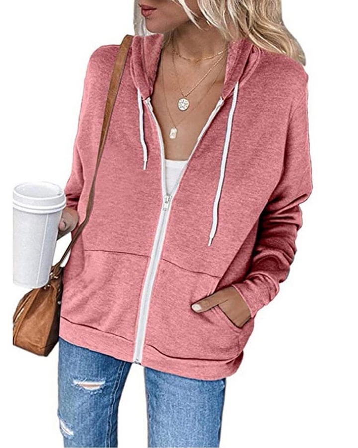 W&W Mode | Damen Schwarzer Zip-Kapuzenpulli