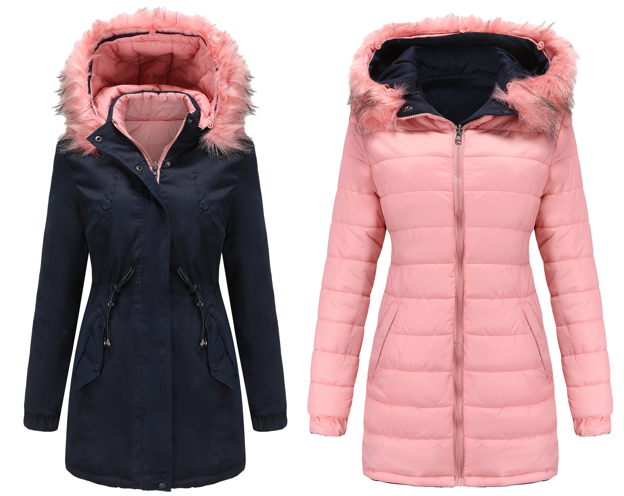 W&W Mode | Damen Winter Steppmantel Wende-Parka aus Baumwolle