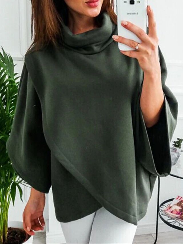 W&W Mode - Lässiger Kapuzenpullover mit Fledermausärmeln