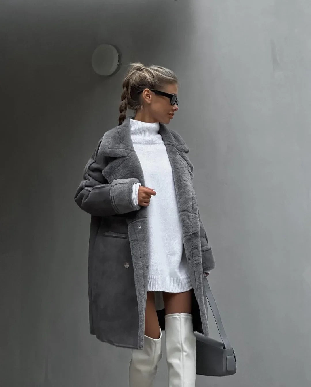 W&W Mode | Lockere Teddyjacke Aus Lammwolle Mit Lässigem Kragen